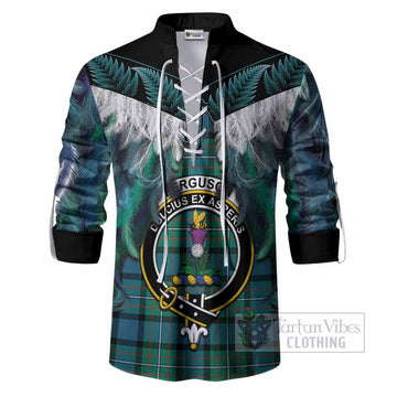 Ferguson (Fergusson) Tartan Crest Ghillie Shirt New Zealand Maori Korowai Cloak