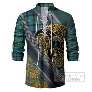 Ferguson (Fergusson) Tartan Crest Ghillie Shirt Scottish Triskele Celtic