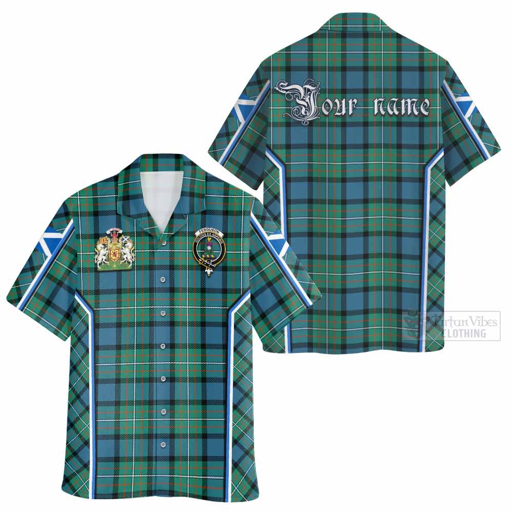 Ferguson (Fergusson) Tartan Crest Hawaiian Shirt Scotland Coat of Arm Flag Style - Tartan Vibes Clothing