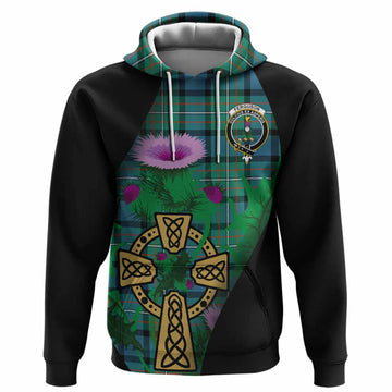 Ferguson (Fergusson) Tartan Crest Hoodie Celtic Cross Thistle Flowers