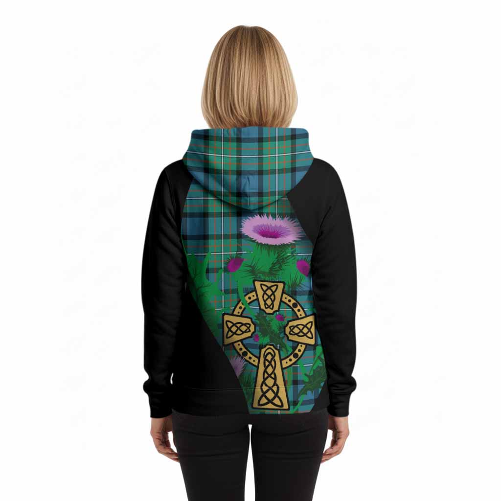 Ferguson (Fergusson) Tartan Crest Hoodie Celtic Cross Thistle Flowers