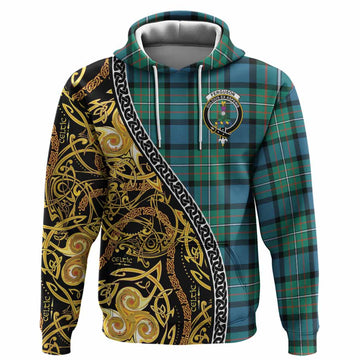 Ferguson (Fergusson) Tartan Crest Hoodie Celtic Knot and Triple Trickle Spiral Symbols