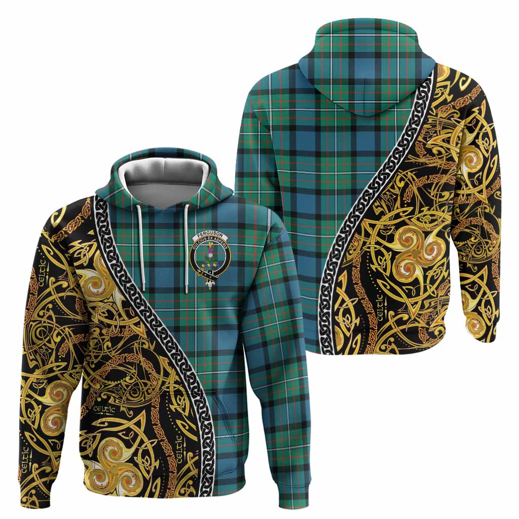 Ferguson (Fergusson) Tartan Crest Hoodie Celtic Knot and Triple Trickle Spiral Symbols