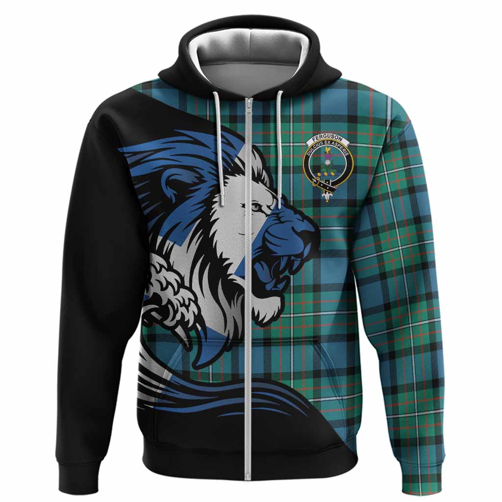 Ferguson (Fergusson) Tartan Crest Hoodie Scottish Golden Lions Wave Flow