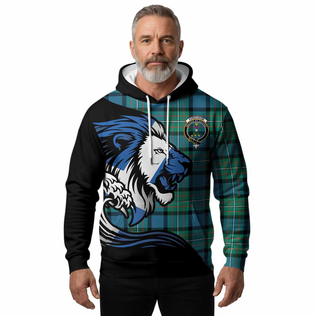 Ferguson (Fergusson) Tartan Crest Hoodie Scottish Golden Lions Wave Flow