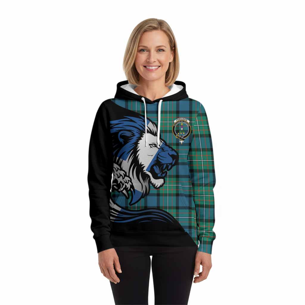 Ferguson (Fergusson) Tartan Crest Hoodie Scottish Golden Lions Wave Flow