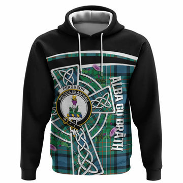 Ferguson (Fergusson) Tartan Crest Hoodie Scottish Thistle Celtic Cross Alba Gu Brath