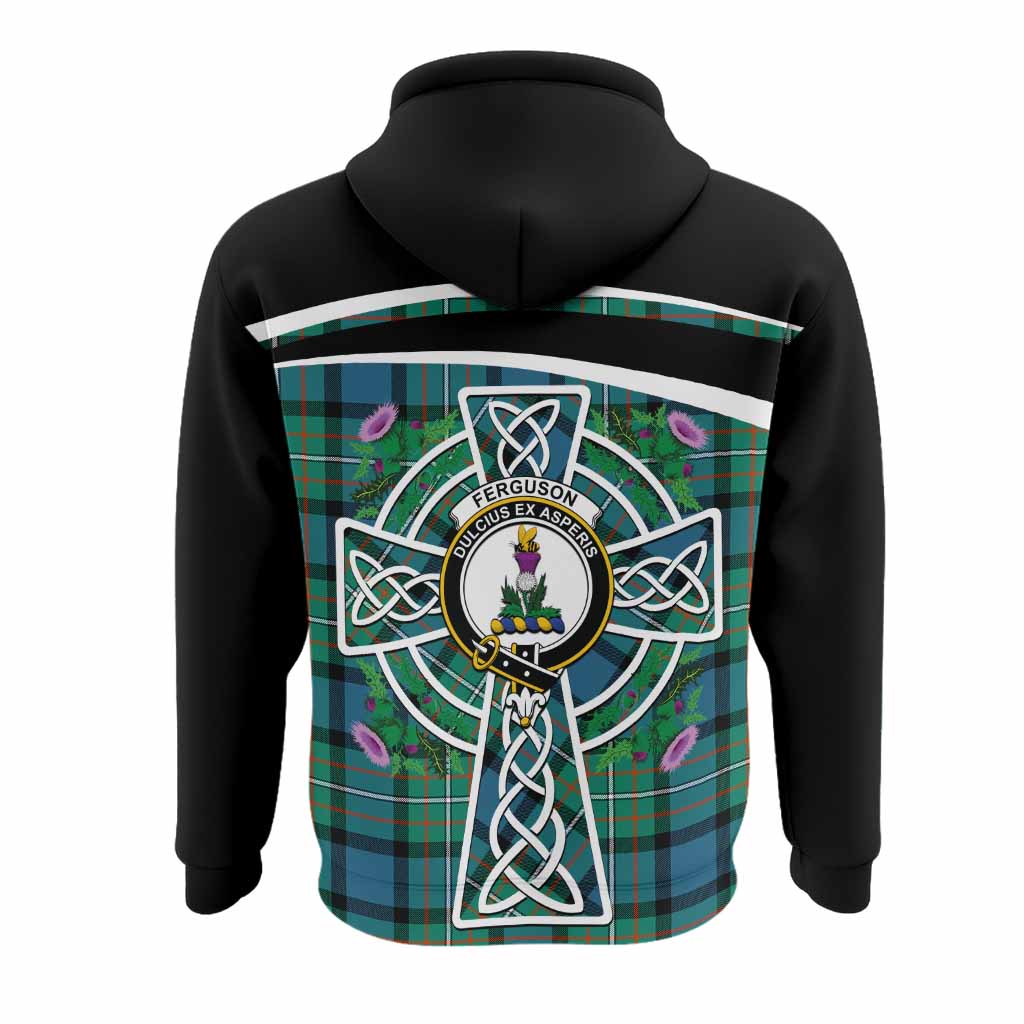 Ferguson (Fergusson) Tartan Crest Hoodie Scottish Thistle Celtic Cross Alba Gu Brath