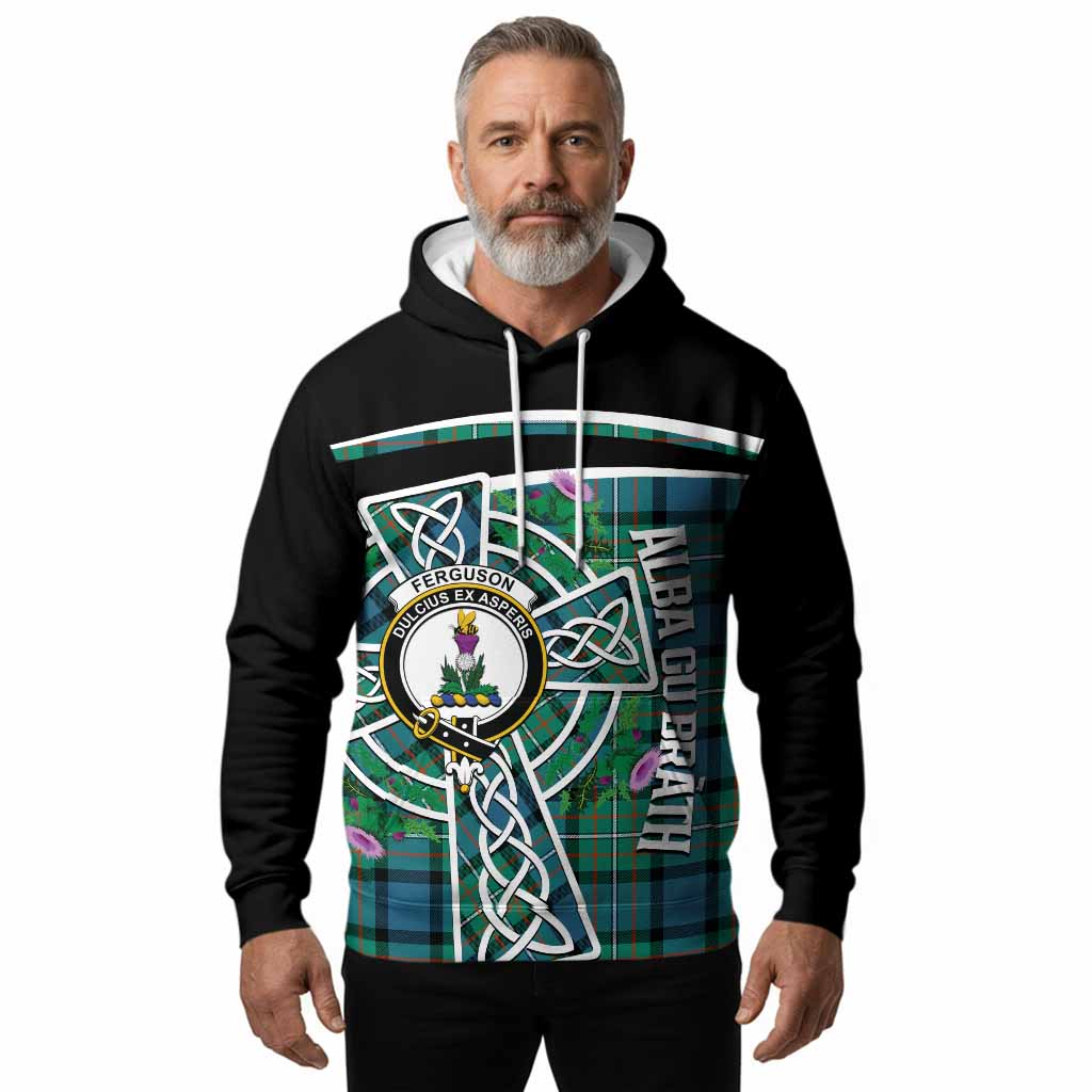 Ferguson (Fergusson) Tartan Crest Hoodie Scottish Thistle Celtic Cross Alba Gu Brath