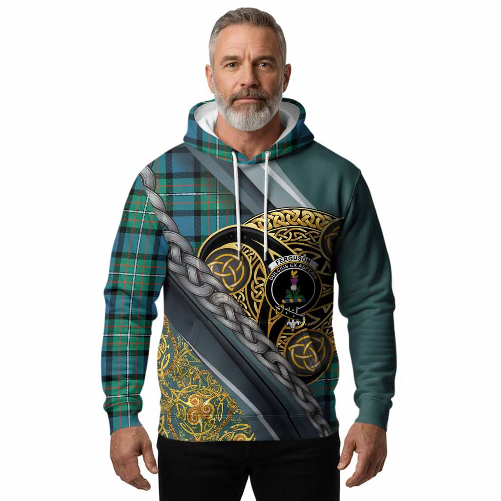 Ferguson (Fergusson) Tartan Crest Hoodie Scottish Triskele Celtic