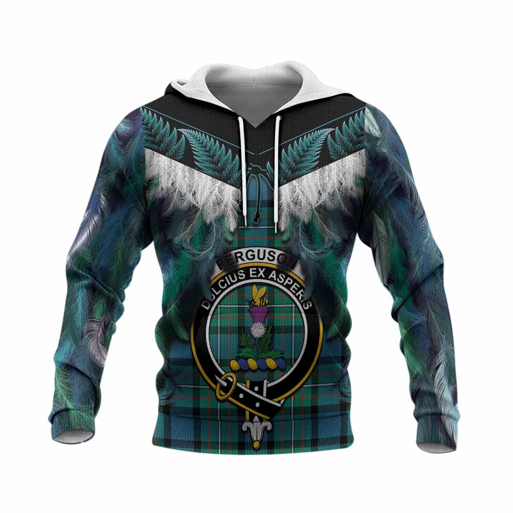 Ferguson (Fergusson) Tartan Crest Knitted Hoodie New Zealand Maori Korowai Cloak