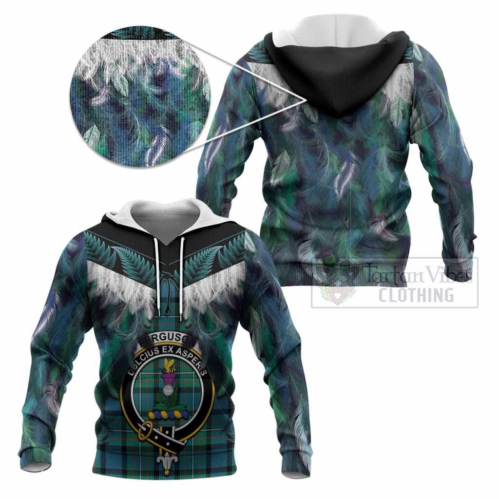 Ferguson (Fergusson) Tartan Crest Knitted Hoodie New Zealand Maori Korowai Cloak