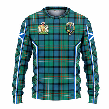 Ferguson (Fergusson) Tartan Crest Knitted Sweater Scotland Coat of Arm Flag Style - Tartan Vibes Clothing