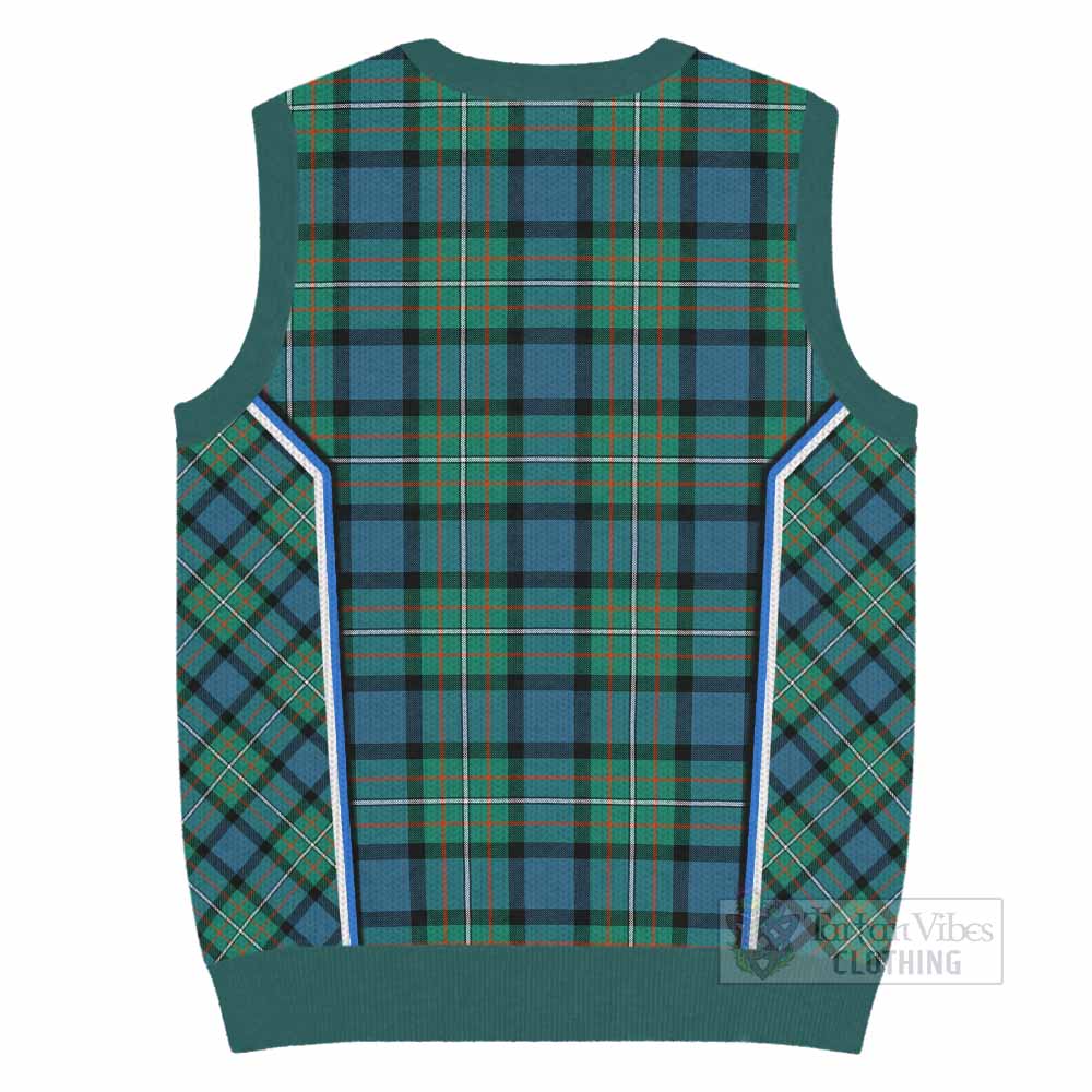 Ferguson (Fergusson) Tartan Crest Knitted V-Neck Vest Scotland Coat of Arm Flag Style - Tartan Vibes Clothing