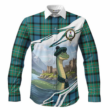 Ferguson (Fergusson) Tartan Crest Loch Ness Monster Scottish Heritage Art Long Sleeve Button Shirts