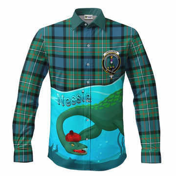 Ferguson (Fergusson) Tartan Crest Long Sleeve Button Shirts Nessie Under Water