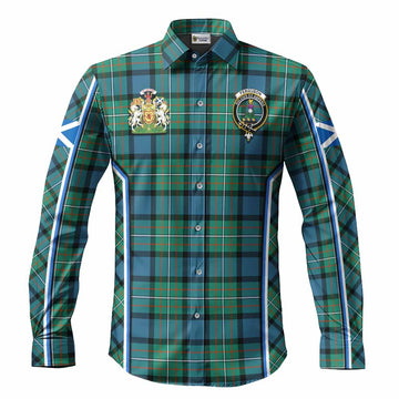 Ferguson (Fergusson) Tartan Crest Long Sleeve Button Shirts Scotland Coat of Arm Flag Style