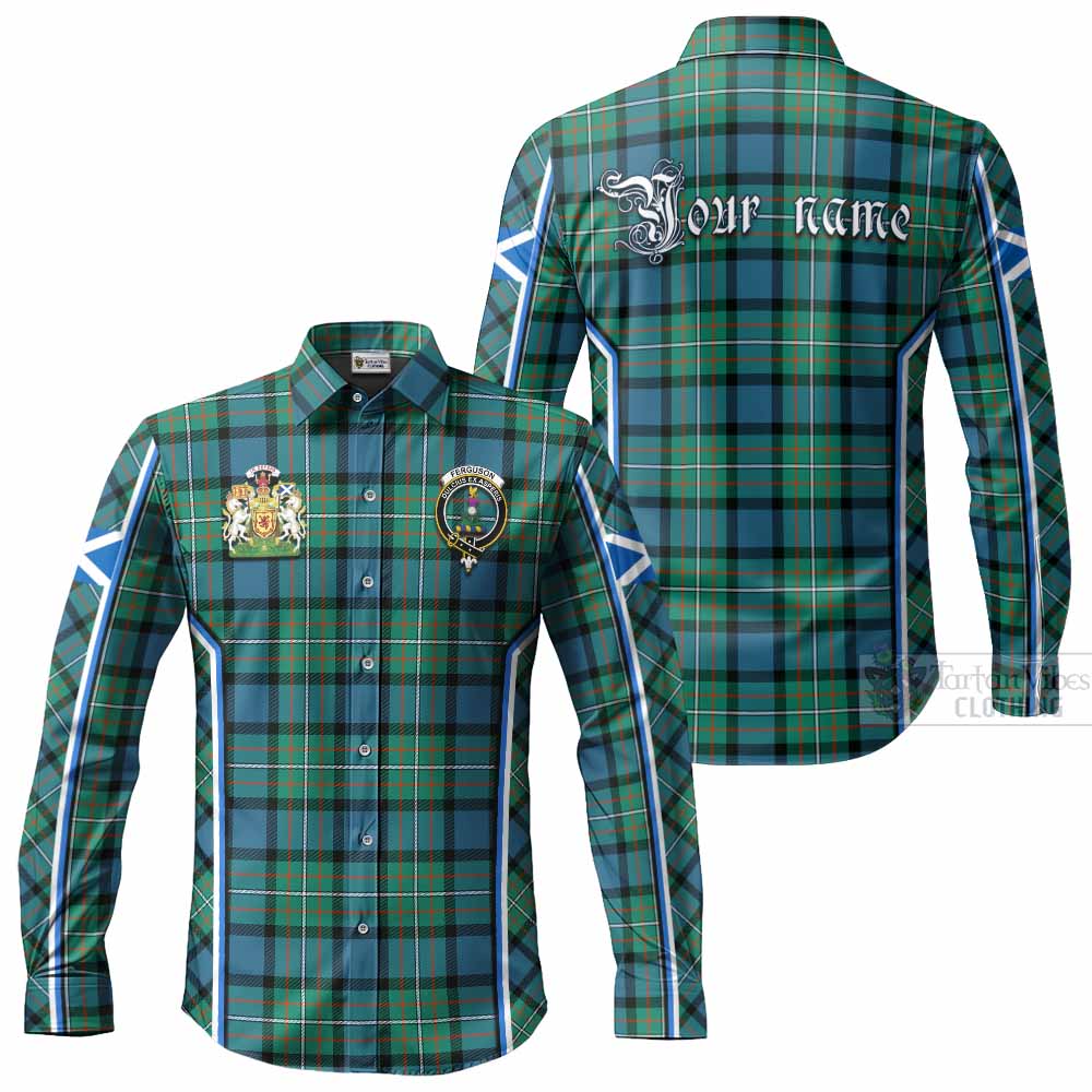Ferguson (Fergusson) Tartan Crest Long Sleeve Button Shirts Scotland Coat of Arm Flag Style - Tartan Vibes Clothing