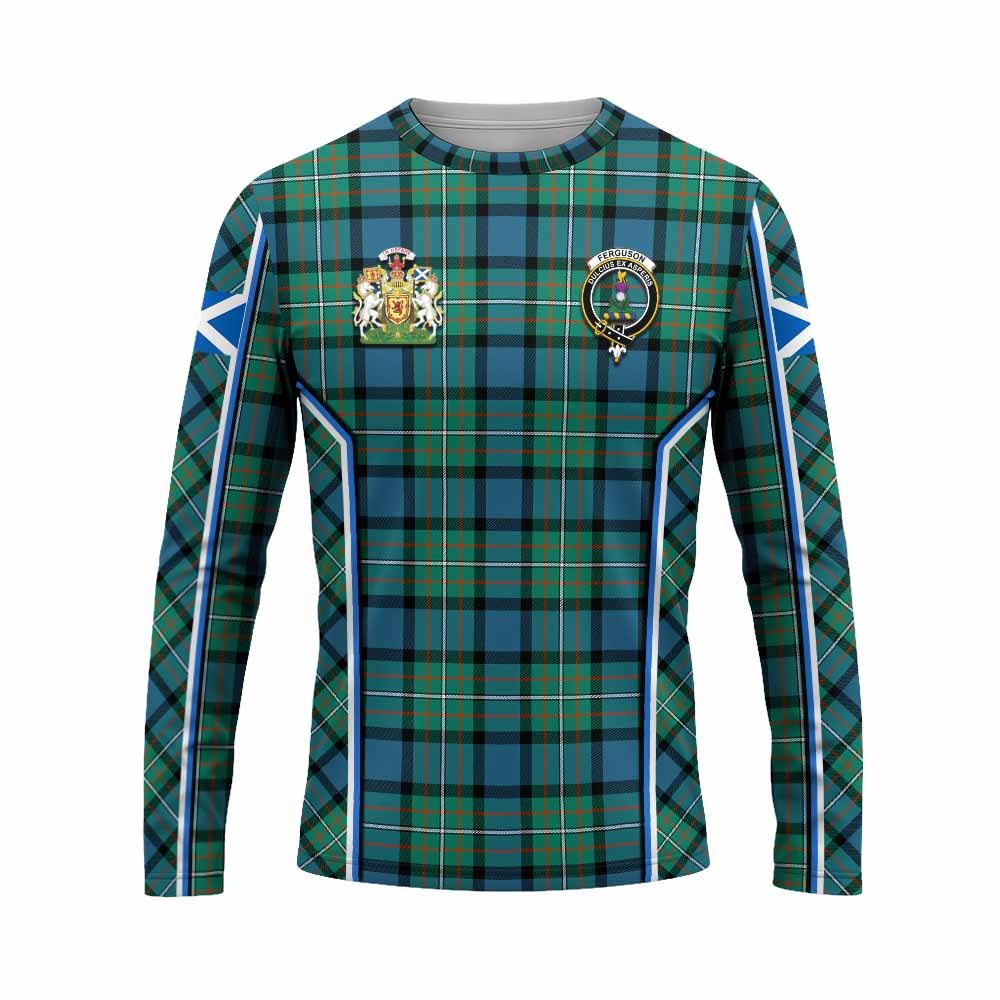 Ferguson (Fergusson) Tartan Crest Long Sleeve T-Shirt Scotland Coat of Arm Flag Style - Tartan Vibes Clothing