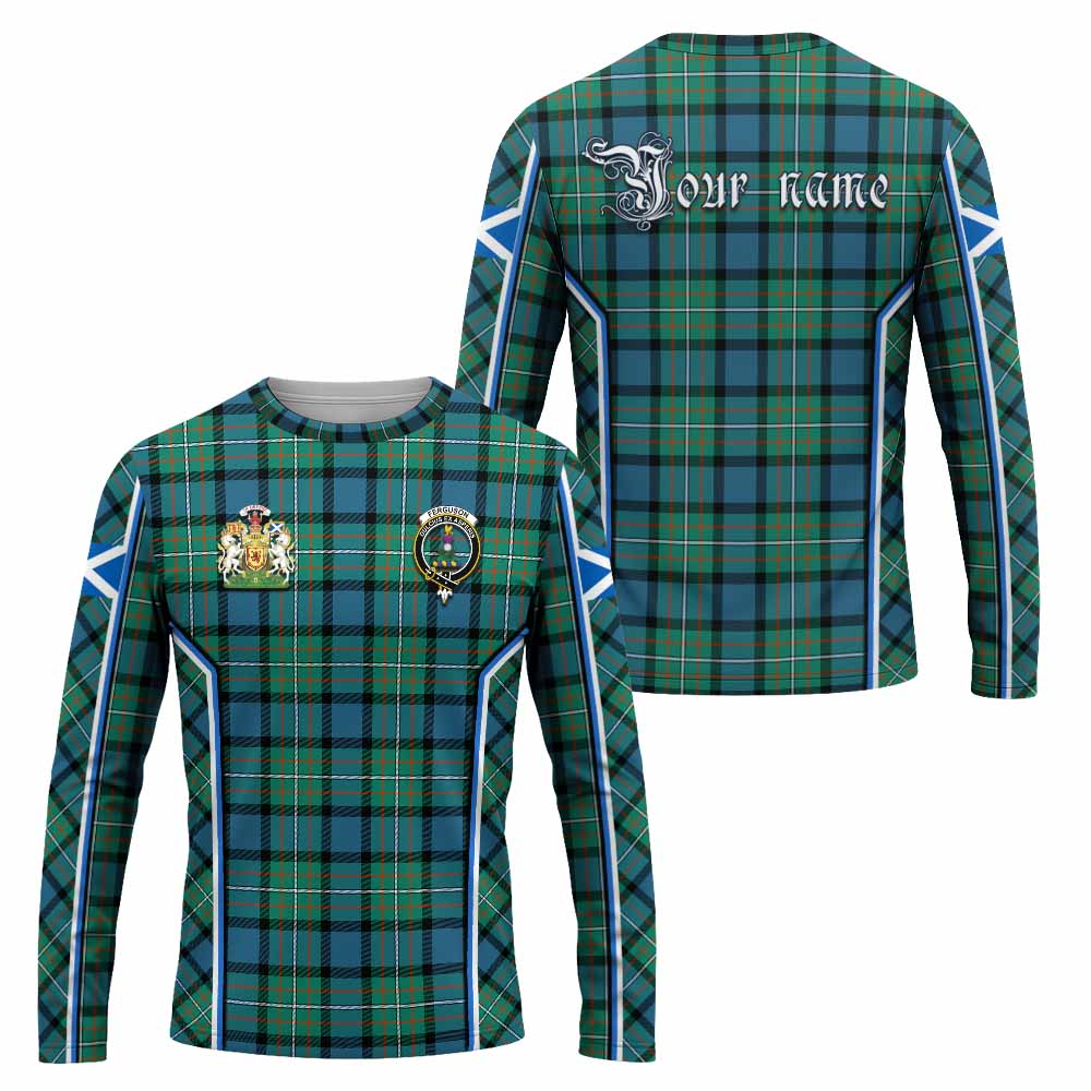 Ferguson (Fergusson) Tartan Crest Long Sleeve T-Shirt Scotland Coat of Arm Flag Style - Tartan Vibes Clothing