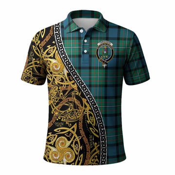 Ferguson (Fergusson) Tartan Crest Polo Shirt Celtic Knot and Triple Trickle Spiral Symbols