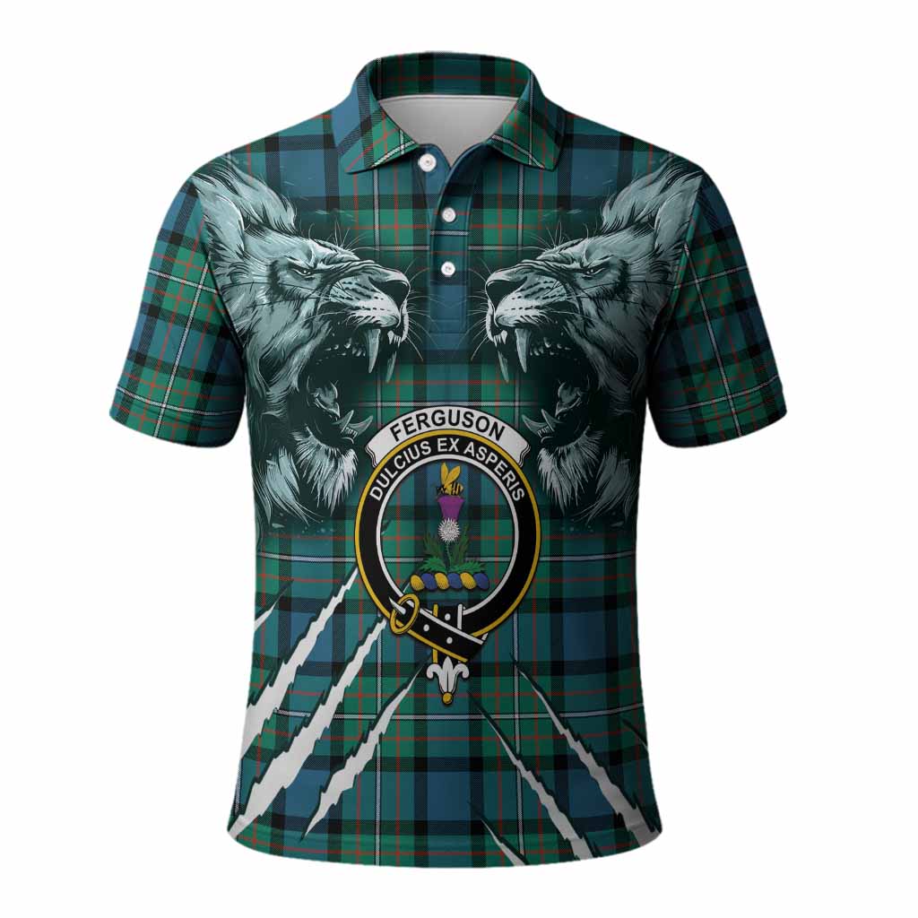 Ferguson (Fergusson) Tartan Crest Polo Shirt Ferocious Lion Style