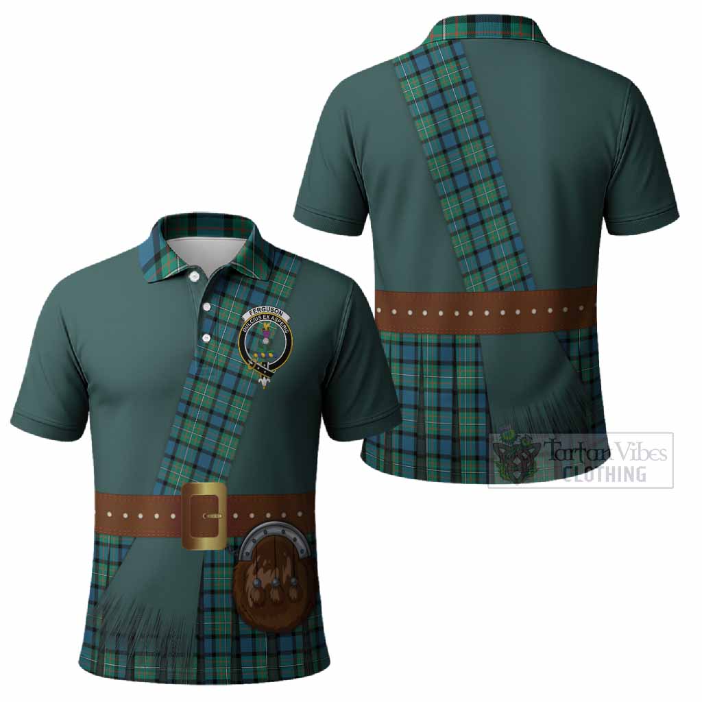 Ferguson (Fergusson) Tartan Crest Polo Shirt Kilt Costume Style