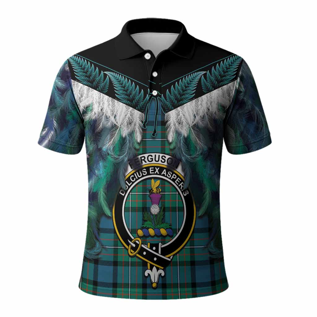 Ferguson (Fergusson) Tartan Crest Polo Shirt New Zealand Maori Korowai Cloak