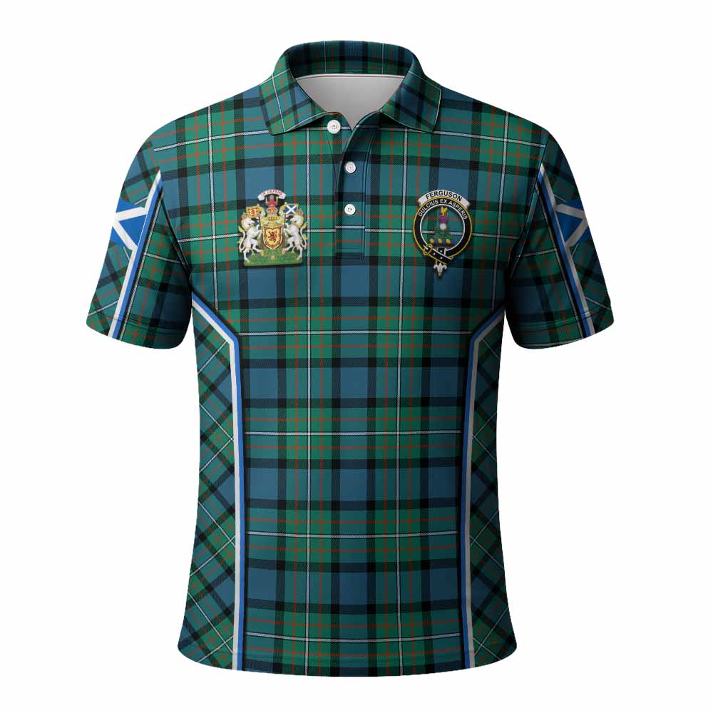 Ferguson (Fergusson) Tartan Crest Polo Shirt Scotland Coat of Arm Flag Style - Tartan Vibes Clothing