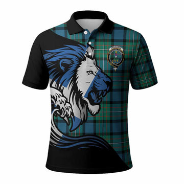 Ferguson (Fergusson) Tartan Crest Polo Shirt Scottish Golden Lions Wave Flow