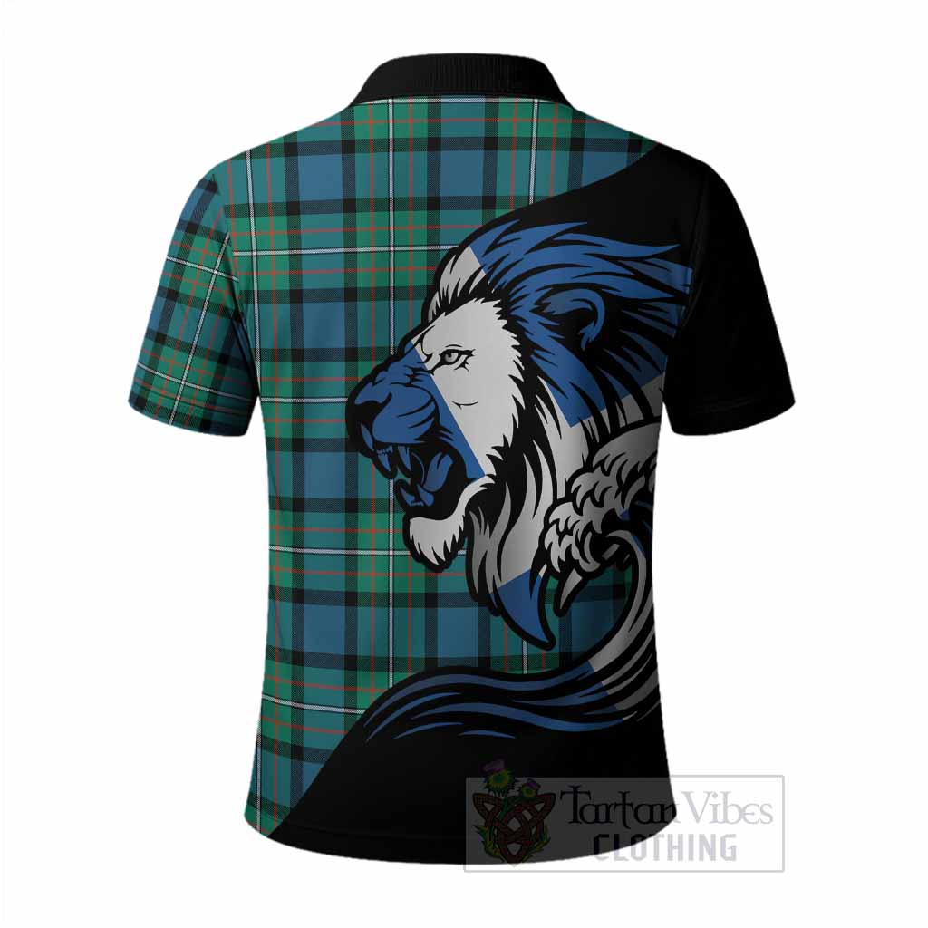 Ferguson (Fergusson) Tartan Crest Polo Shirt Scottish Golden Lions Wave Flow
