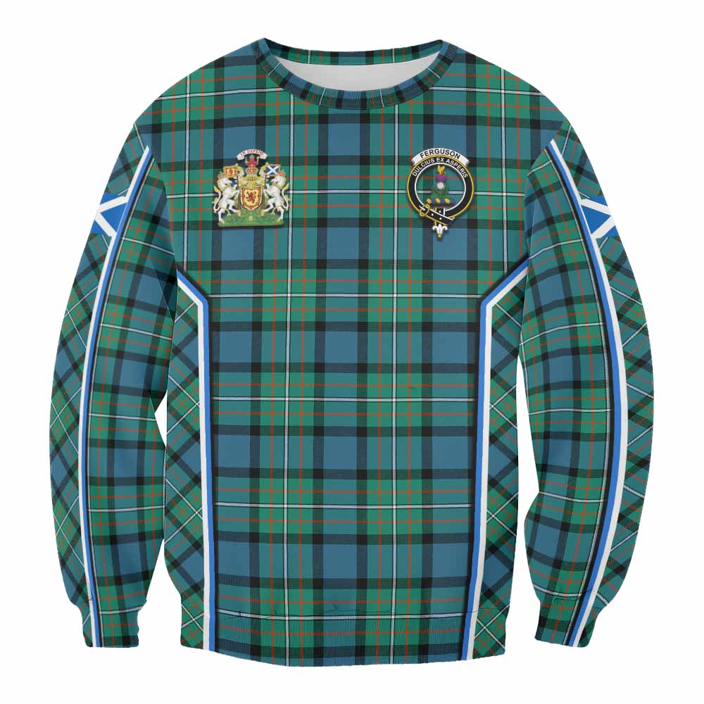 Ferguson (Fergusson) Tartan Crest Sweatshirt Scotland Coat of Arm Flag Style - Tartan Vibes Clothing
