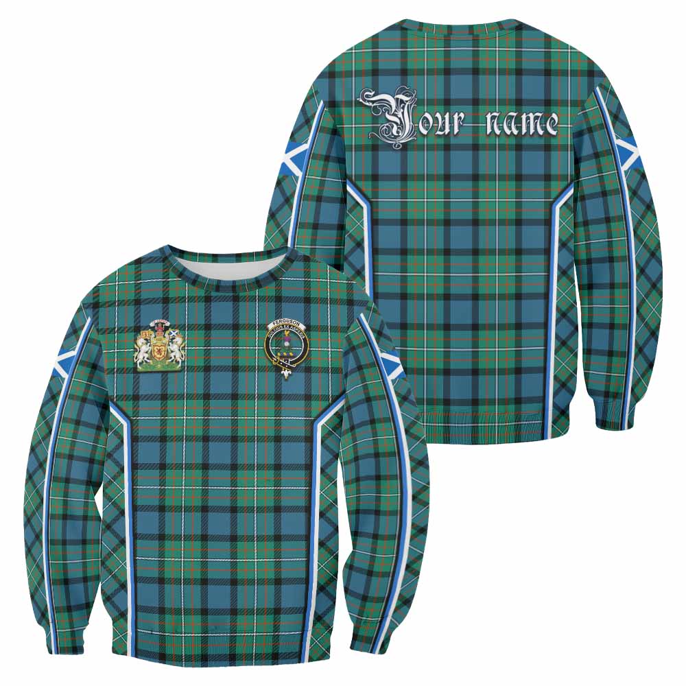 Ferguson (Fergusson) Tartan Crest Sweatshirt Scotland Coat of Arm Flag Style - Tartan Vibes Clothing
