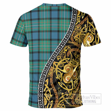Ferguson (Fergusson) Tartan Crest T-Shirt Celtic Knot and Triple Trickle Spiral Symbols
