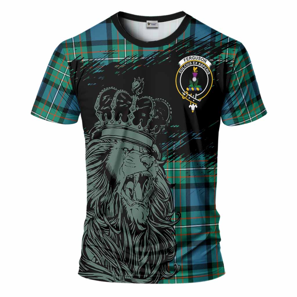 Ferguson (Fergusson) Tartan Crest T-Shirt Crowned Lion Heritage Style