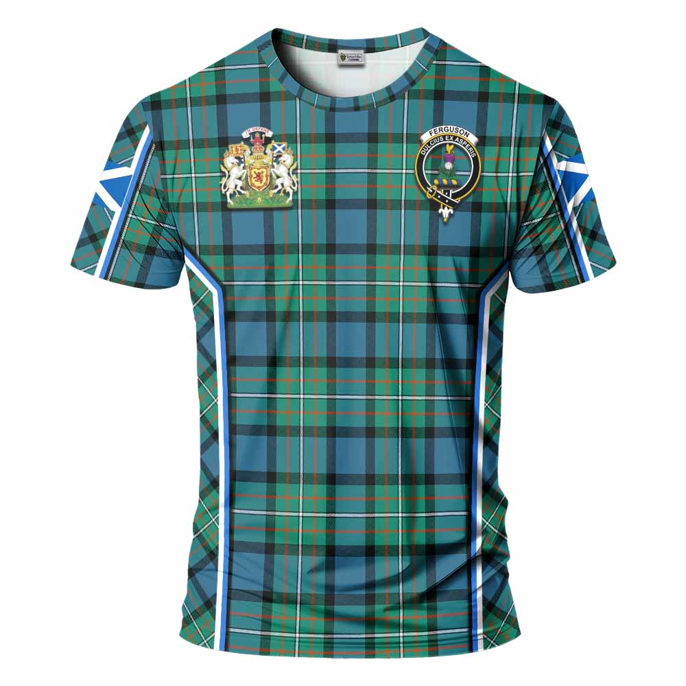 Ferguson (Fergusson) Tartan Crest T-shirt Scotland Coat of Arm Flag Style - Tartan Vibes Clothing