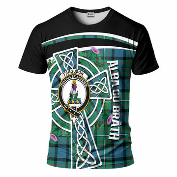 Ferguson (Fergusson) Tartan Crest T-Shirt Scottish Thistle Celtic Cross Alba Gu Brath