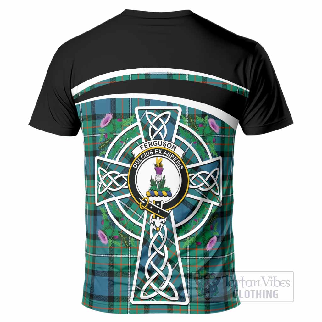 Ferguson (Fergusson) Tartan Crest T-Shirt Scottish Thistle Celtic Cross Alba Gu Brath