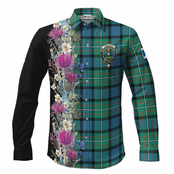 Ferguson (Fergusson) Tartan Crest Thistle Floral Long Sleeve Button Shirts