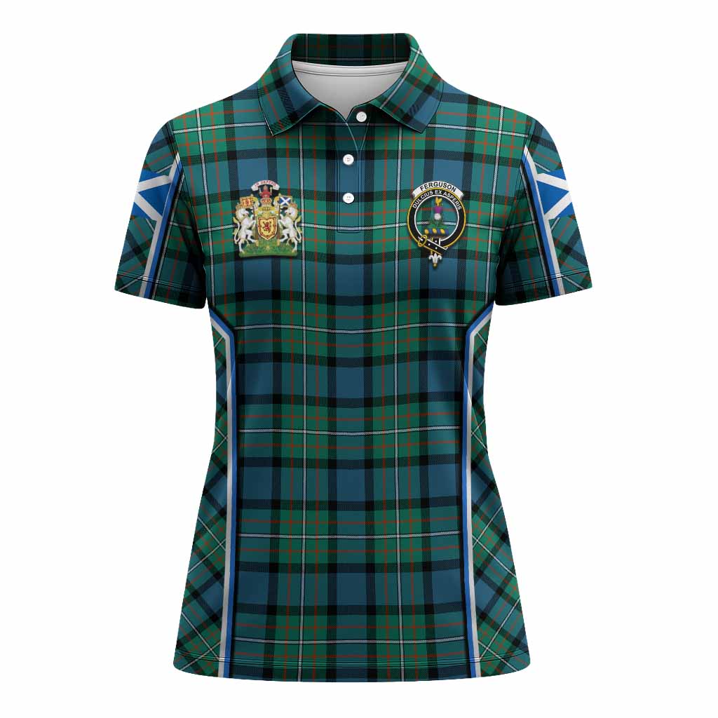 Ferguson (Fergusson) Tartan Crest Women's Polo Shirt Scotland Coat of Arm Flag Style - Tartan Vibes Clothing