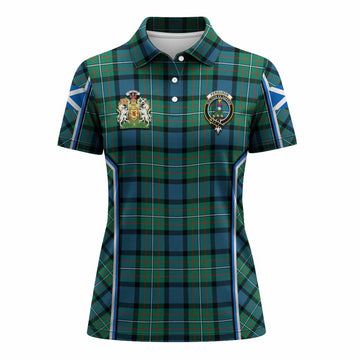 Ferguson (Fergusson) Tartan Crest Women's Polo Shirt Scotland Coat of Arm Flag Style