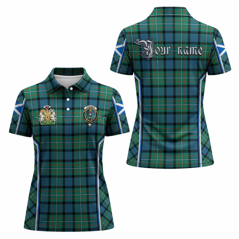 Ferguson (Fergusson) Tartan Crest Women's Polo Shirt Scotland Coat of Arm Flag Style - Tartan Vibes Clothing