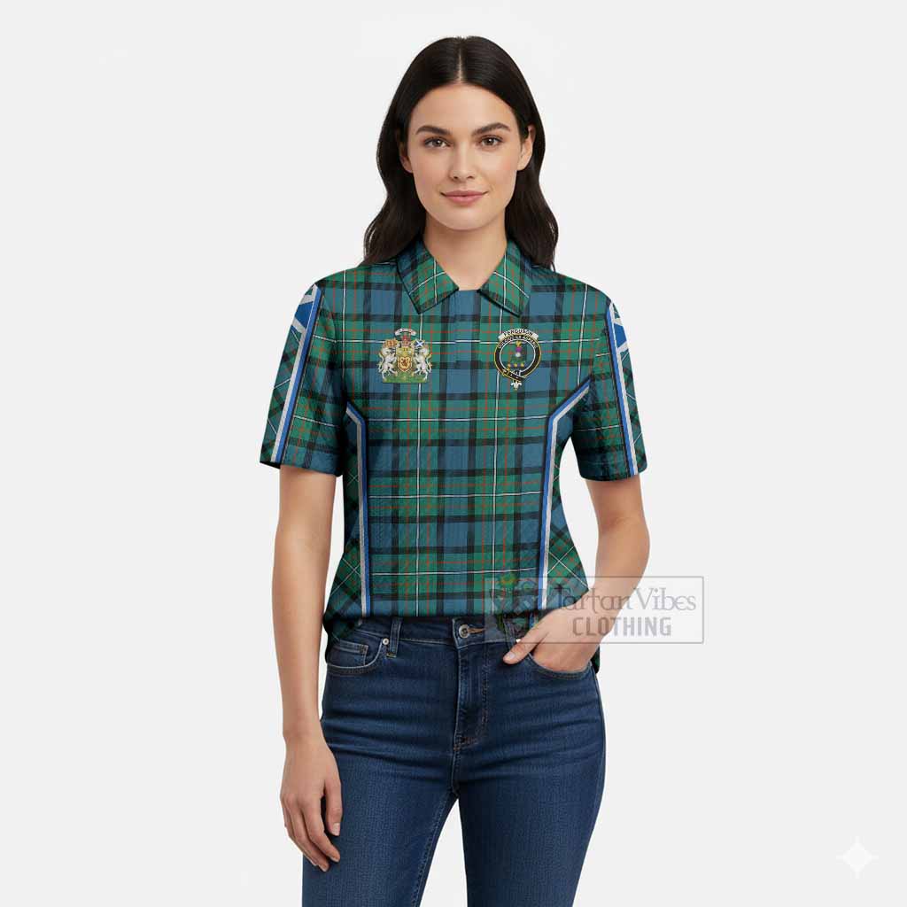 Ferguson (Fergusson) Tartan Crest Women’s Polo Sweater Top Scotland Coat of Arm Flag Style