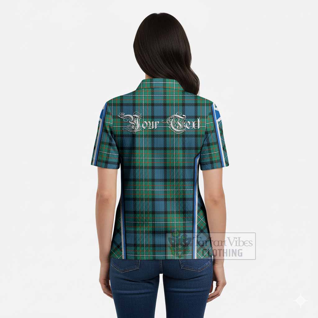 Ferguson (Fergusson) Tartan Crest Women’s Polo Sweater Top Scotland Coat of Arm Flag Style