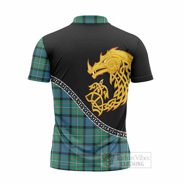 Ferguson (Fergusson) Tartan Crest Zipper Polo Shirt Legendary Dragon Knot Half Style