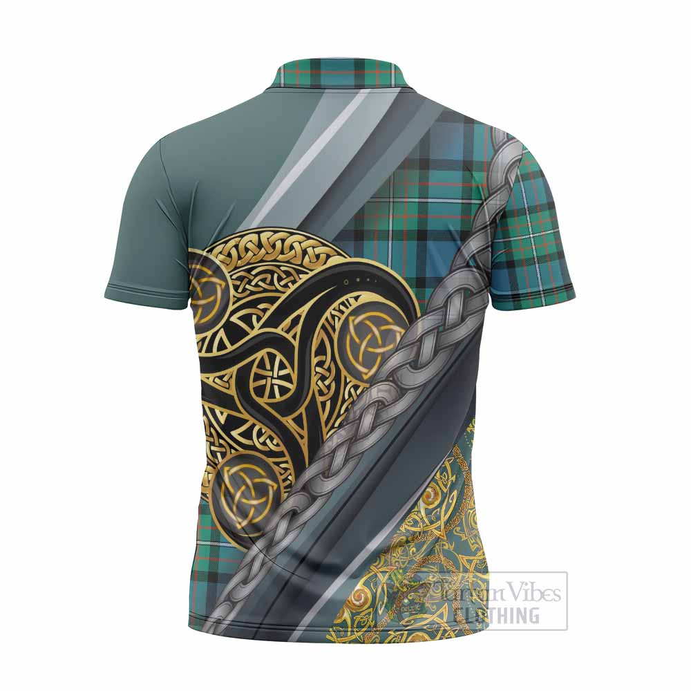 Ferguson (Fergusson) Tartan Crest Zipper Polo Shirt Scottish Triskele Celtic