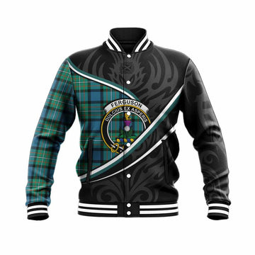 Ferguson (Fergusson) Tartan Family Crest Baseball Jacket Celtic Scottish Thistle Floral - Tartan Vibes Clothing