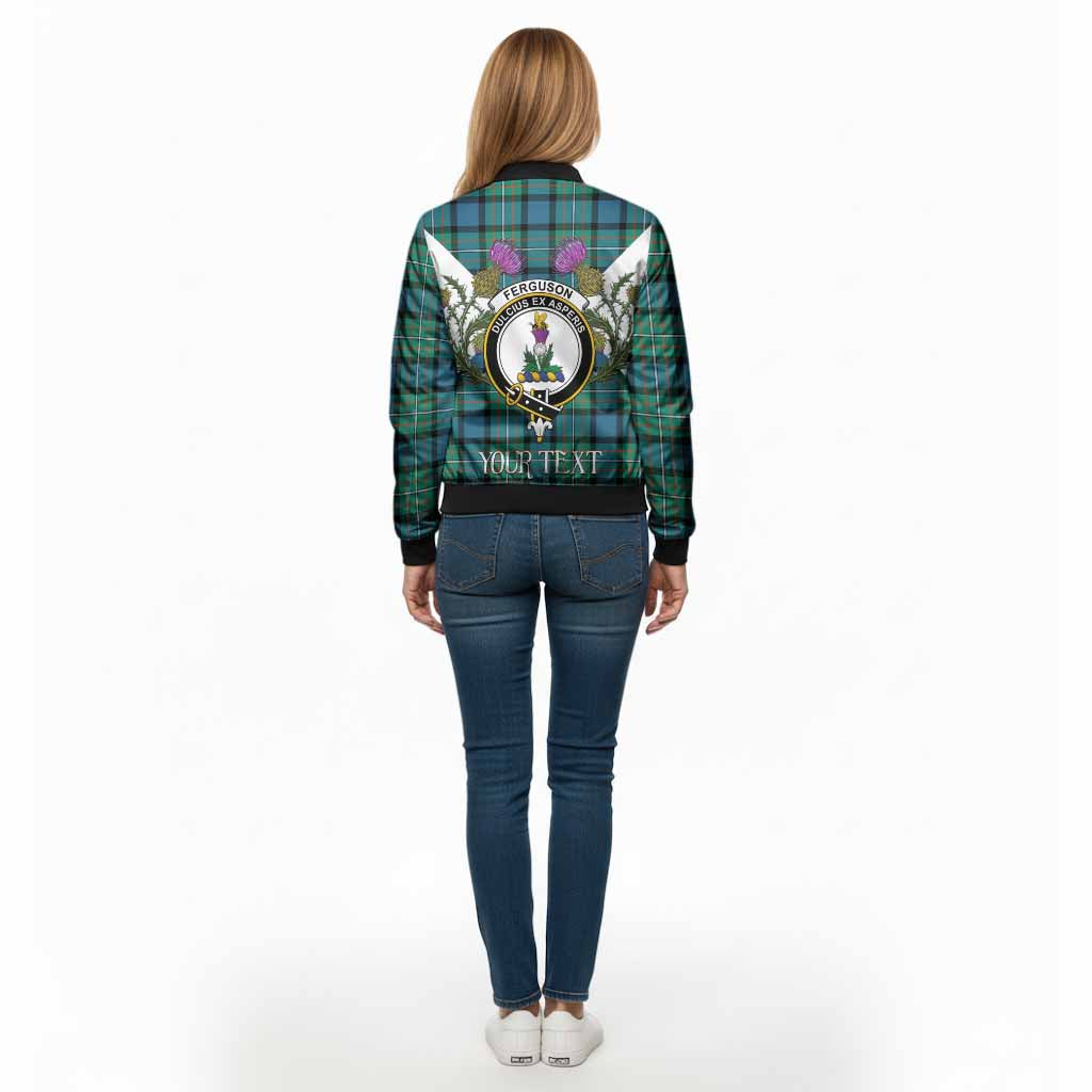 Ferguson (Fergusson) Tartan Family Crest Bomber Jacket Scottish Burns Night Thistle Floral
