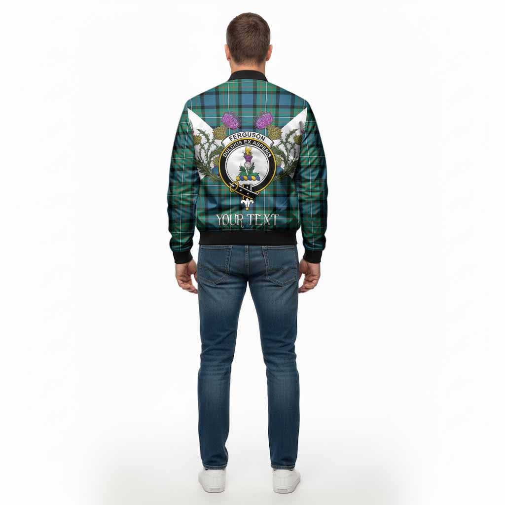 Ferguson (Fergusson) Tartan Family Crest Bomber Jacket Scottish Burns Night Thistle Floral