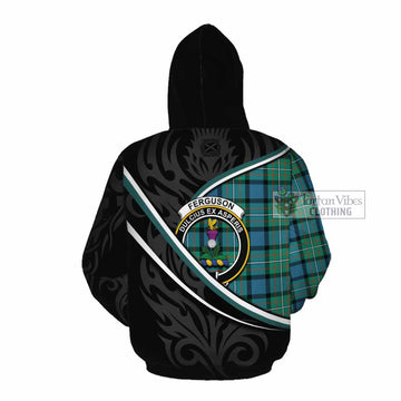 Ferguson (Fergusson) Tartan Family Crest Cotton Hoodie Celtic Scottish Thistle Floral - Tartan Vibes Clothing